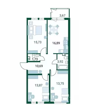 3-к кв. Ленинградская область, Тосненский район, Федоровское городское ...