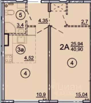 2-к кв. Ярославская область, Ярославль ул. Дядьковская, 16А (40.9 м)