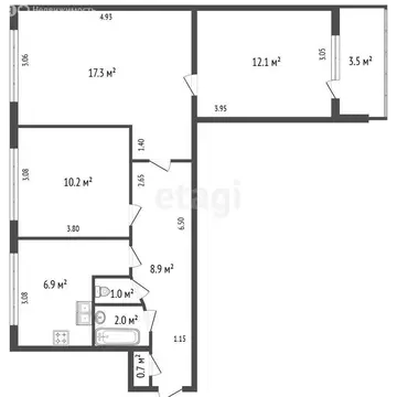 3-комнатная квартира: Санкт-Петербург, улица Шотмана, 18 (59 м)