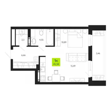 1-к кв. Томская область, Томск Уютный жилой квартал, ул. Маяковского, ...