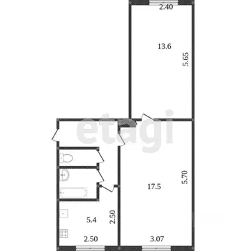 2-к кв. Калужская область, Калуга ул. Степана Разина, 50 (45.2 м)
