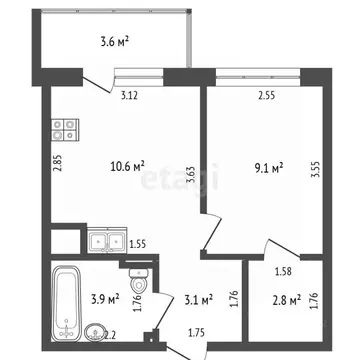 1-к кв. Вологодская область, Вологда Пошехонское ш., 38Е (29.6 м)