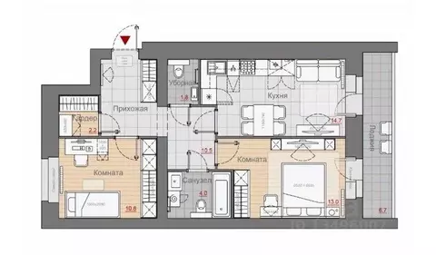 2-к кв. Новгородская область, Великий Новгород Псковская ул., 66 (57.0 ...