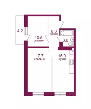 2-к кв. Иркутская область, Иркутск Топкинский мкр, 69 (59.0 м)