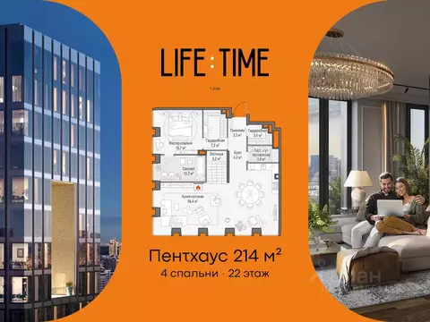 4-к кв. Москва Лайф Тайм жилой комплекс (214.0 м)