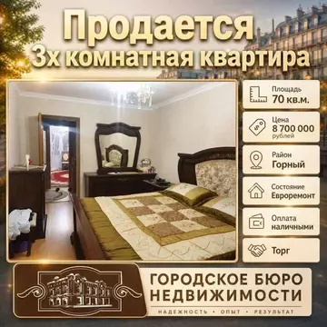 3-к кв. Кабардино-Балкария, Нальчик ул. Ватутина, 29Б (70.0 м)