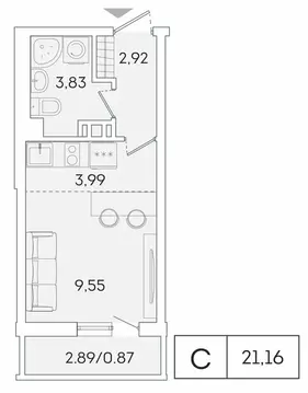 Квартира-студия: Мурино, Графская улица, 6к1 (20.4 м)