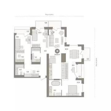 3-комнатная квартира: Тюмень, Краснооктябрьская улица, 4к1 (143.84 м)