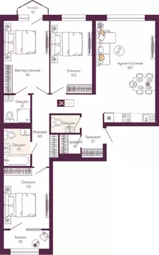 3-комнатная квартира: Нижний Новгород, Нижегородский район (90.9 м)