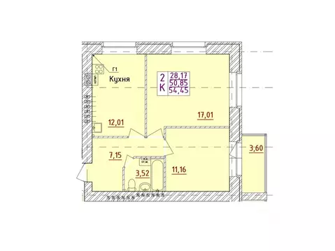 2-к кв. Ярославская область, Ярославский муниципальный округ, пос. ...