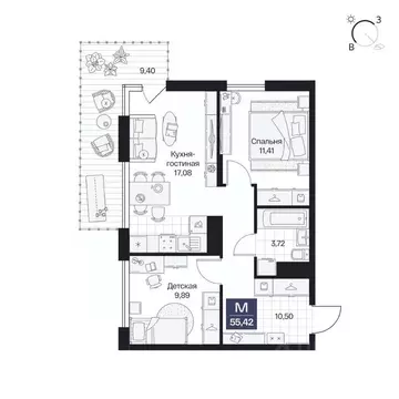 2-к кв. Волгоградская область, Волгоград просп. Имени В.И. Ленина, 59Г ...