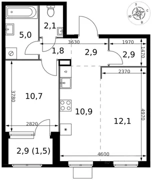 2-к кв. Московская область, Химки Клязьма-Старбеево мкр, Международный ...