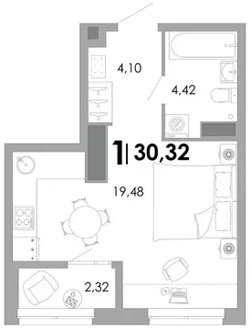 1-к кв. Владимирская область, Владимир Уно жилой комплекс (30.32 м)