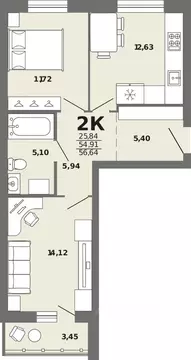 2-к кв. Алтай, Майминский район, с. Майма  (56.64 м)