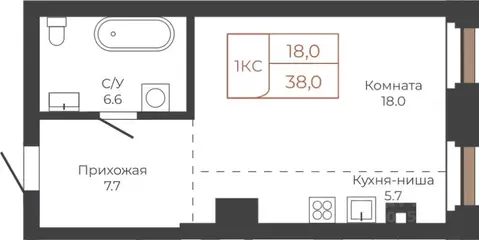 1-к кв. Алтайский край, Барнаул пл. Баварина, 8к1 (37.2 м)