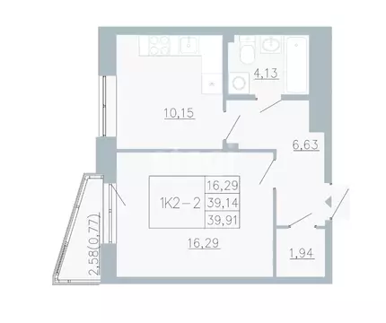 1-комнатная квартира: Пермь, Рионская улица, 4А (39.1 м)