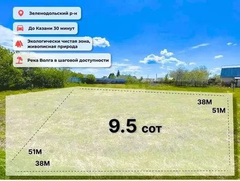Участок в Татарстан, Верхнеуслонский район, с. Нижний Услон  (10.0 ...
