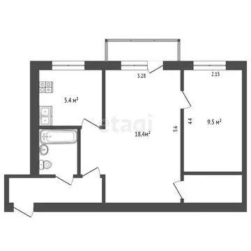 2-комнатная квартира: Сергиев Посад, Солнечная улица, 5 (46.3 м)