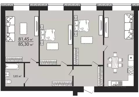 3-к кв. Ульяновская область, Ульяновск ул. Тимирязева, 48А (84.9 м)