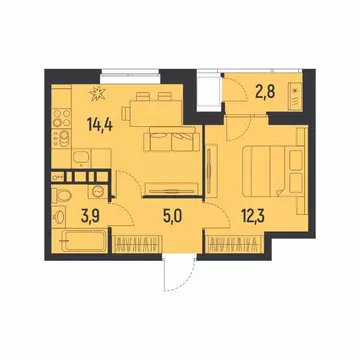 1-к кв. Пермский край, Пермь Ераничи мкр,  (37.0 м)