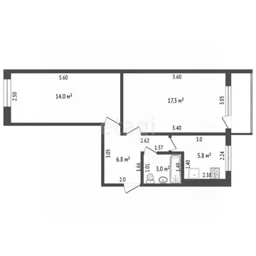 2-к кв. Нижегородская область, Выкса Юбилейный мкр, 79 (46.9 м)