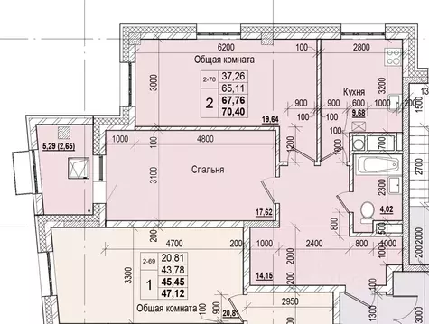 2-к кв. Саха (Якутия), Якутск ул. Чкалова, 47 (67.76 м)
