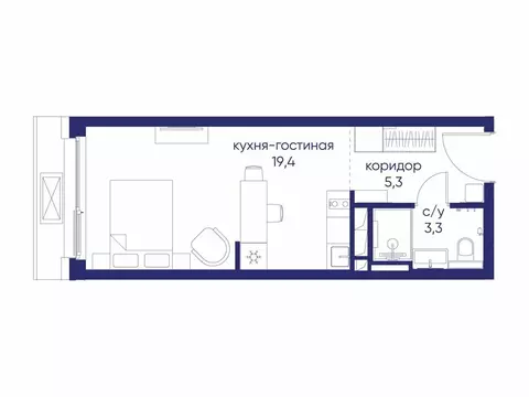 Квартира-студия: Москва, улица Нижние Мнёвники, 7 (28.02 м)