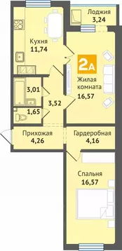 2-к кв. Марий Эл, Медведево городское поселение, Медведево пгт ул. ...