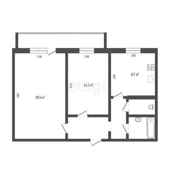 2-комнатная квартира: Тюмень, Полевая улица, 12А (53.4 м)