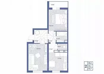2-к кв. Воронежская область, Воронеж проезд Пограничный, 5 (55.7 м)