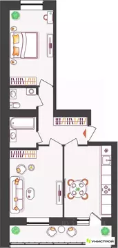 2-к кв. Самарская область, Тольятти ул. Владимира Высоцкого (54.92 м)