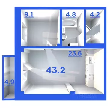 1-к кв. Псковская область, Псковский район, Завеличенская волость, д. ...