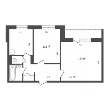 2-к кв. Красноярский край, Красноярск ул. Шевченко, 88 (52.4 м)