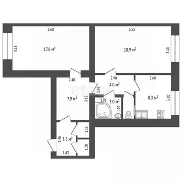 2-к кв. Чувашия, Чебоксары ул. Фридриха Энгельса, 36 (66.7 м)