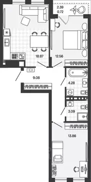 2-к кв. Калининградская область, Гурьевский муниципальный округ, пос. ...