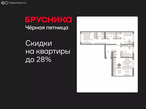 4-комнатная квартира: Екатеринбург, микрорайон Академический, 19-й ...