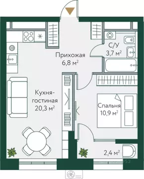 1-к кв. Волгоградская область, Волгоград Новосибирская ул., 74 (44.1 ...
