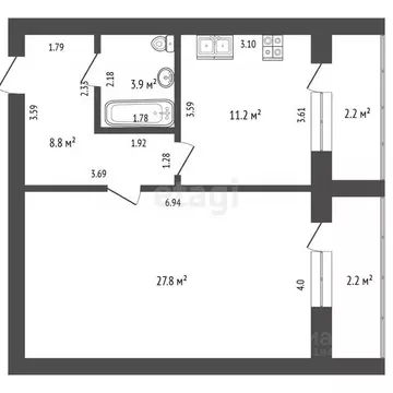 1-к кв. Мордовия, Саранск Республиканская ул., 34 (51.7 м)