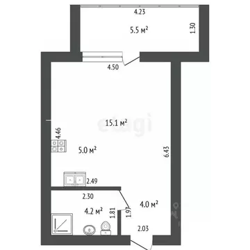 Студия Башкортостан, Стерлитамак ул. Рашита Кудашева, 1 (31.0 м)