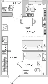 Квартира-студия: Новосаратовка, улица Первых, 6к1 (24.6 м)
