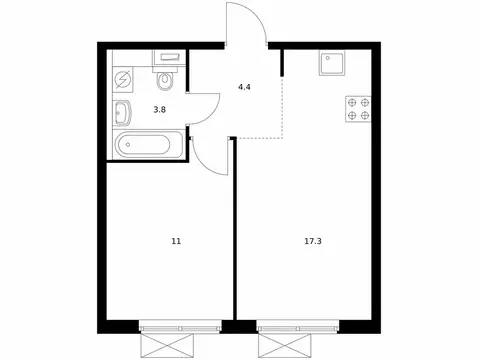 1-комнатная квартира: Москва, Новоостаповская улица, 7к2 (35.4 м)