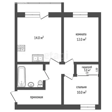 2-комнатная квартира: Вологда, улица Челюскинцев, 62 (58 м)
