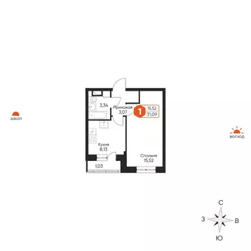 1-к кв. Тверская область, Конаковский муниципальный округ, Редкино пгт ...