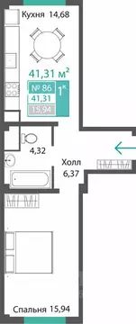 1-к кв. Крым, Симферопольский район, с. Мирное ПроПолис жилой комплекс ...