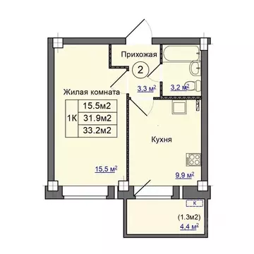 1-к кв. Псковская область, Псковский район, Завеличенская волость, д. ...