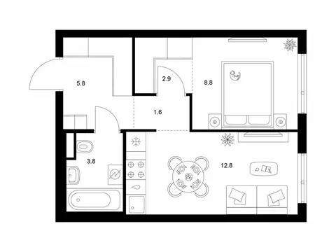 1-комнатная квартира: Москва, Амурская улица, 2Ак1 (35.7 м)