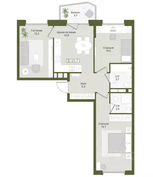 3-к кв. Московская область, Красногорск городской округ, Нахабино пгт  ...