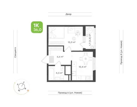 1-к кв. Свердловская область, Екатеринбург Академический мкр, 20-й ...