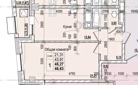 1-к кв. Саха (Якутия), Якутск ул. Чкалова (45.27 м)