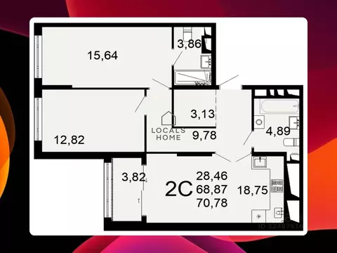 2-к кв. Рязанская область, Рязань Льговская ул., 8 (70.78 м)